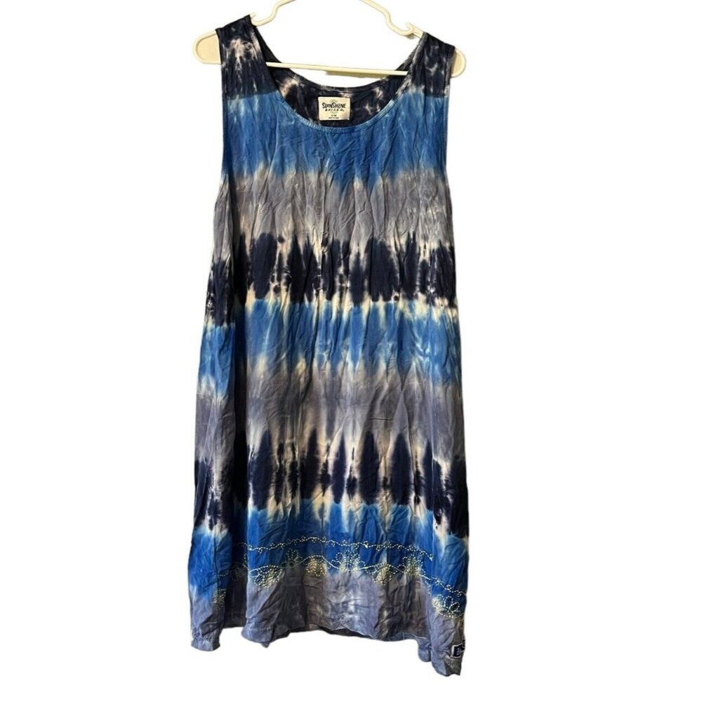 Sunshine Raised Blue Tie Dye Dress‎ Size Small/Medium Beach Cruise Colorful Boho